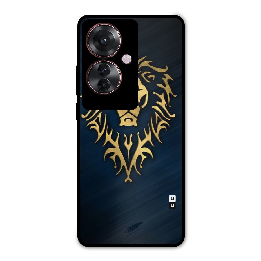 Beautiful Golden Lion Design Metal Back Case for Oppo F25 Pro