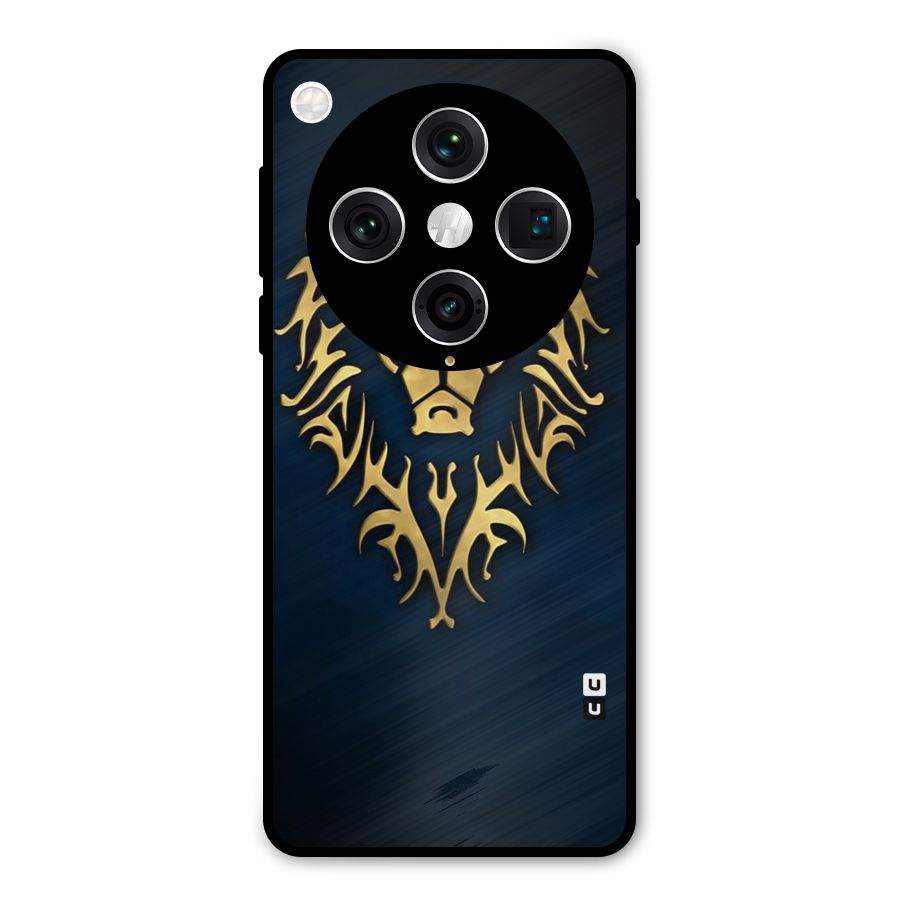 Beautiful Golden Lion Design Metal Back Case for Oppo Find X8 Pro