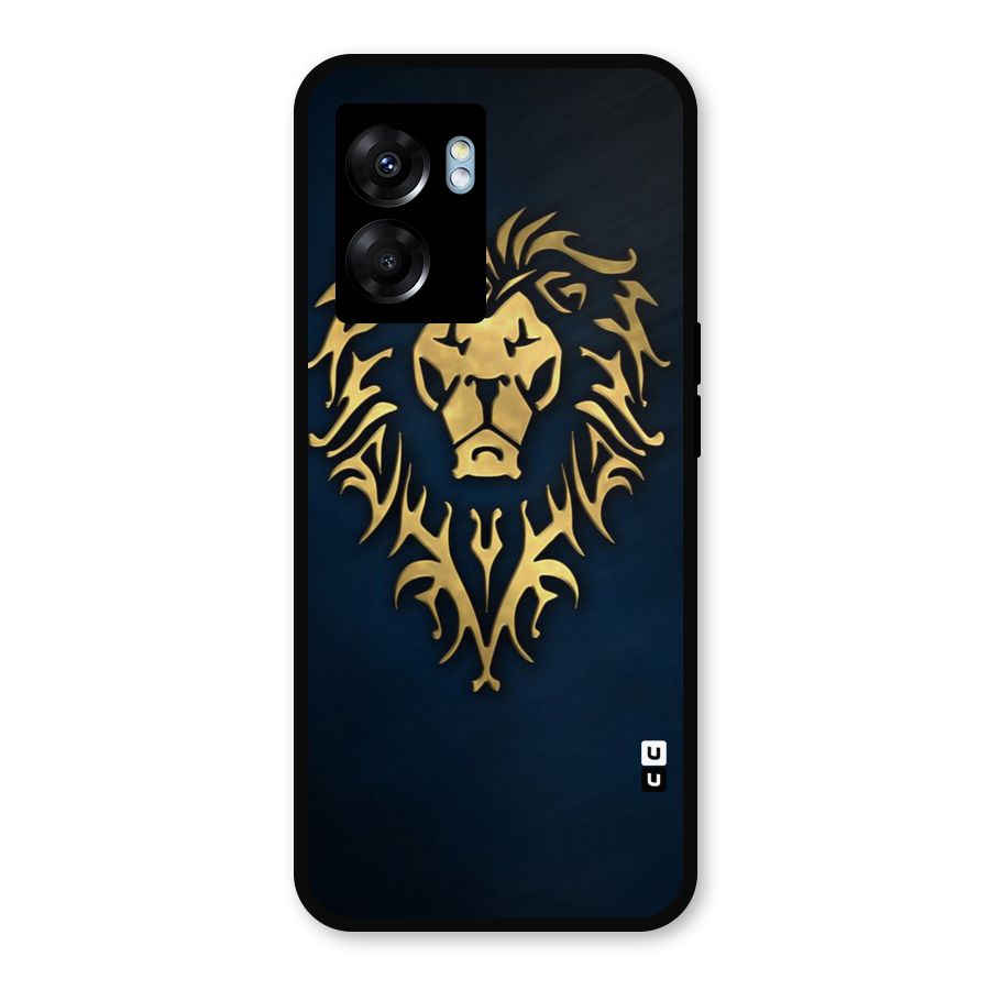 Beautiful Golden Lion Design Metal Back Case for Oppo K10 (5G)