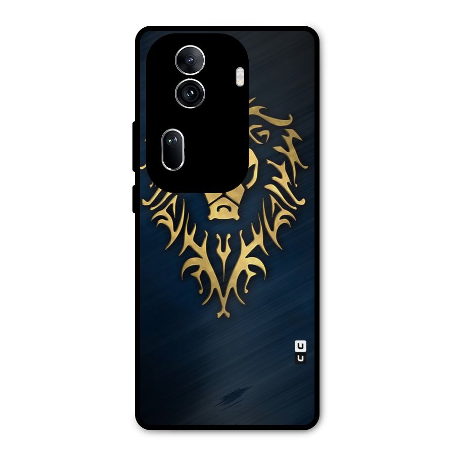 Beautiful Golden Lion Design Metal Back Case for Oppo Reno11 Pro 5G