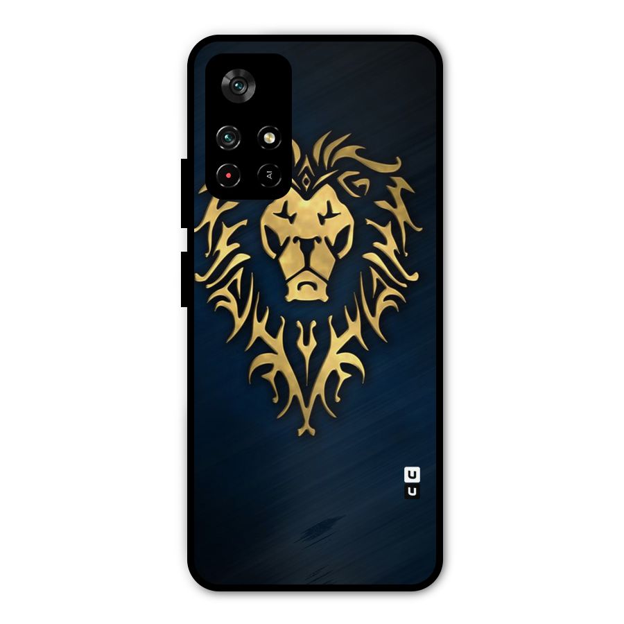 Beautiful Golden Lion Design Metal Back Case for Poco M4 Pro 5G
