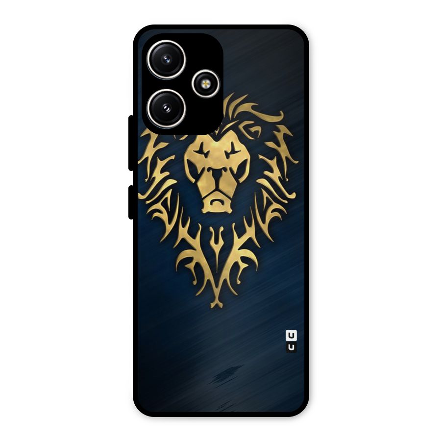 Beautiful Golden Lion Design Metal Back Case for Poco M6 Pro
