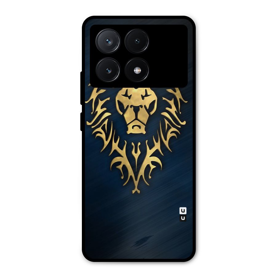 Beautiful Golden Lion Design Metal Back Case for Poco X6 Pro