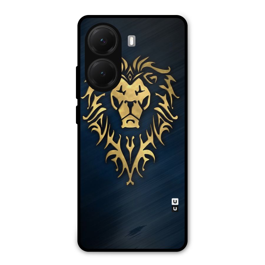 Beautiful Golden Lion Design Metal Back Case for Poco X7 Pro