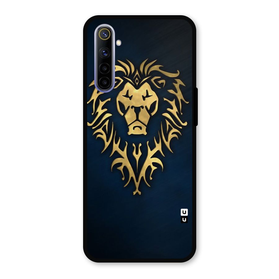 Beautiful Golden Lion Design Metal Back Case for Realme 6