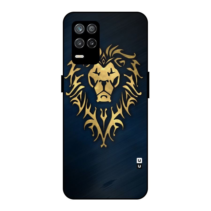 Beautiful Golden Lion Design Metal Back Case for Realme 8s 5G