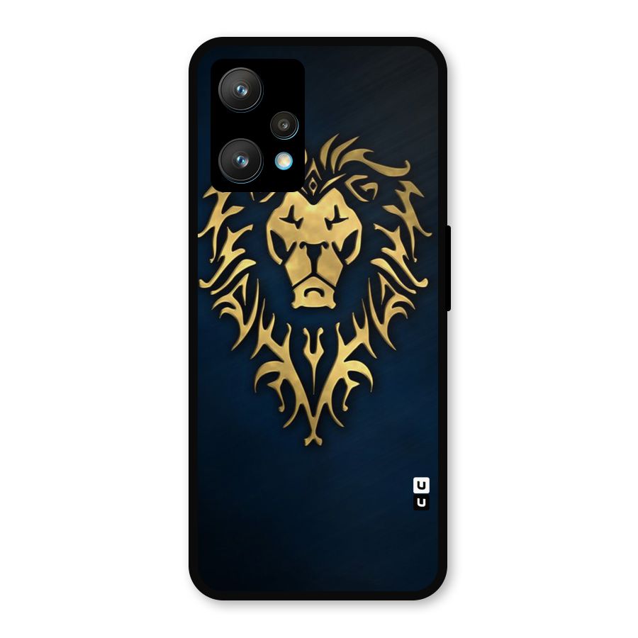 Beautiful Golden Lion Design Metal Back Case for Realme 9 Pro Plus 5G