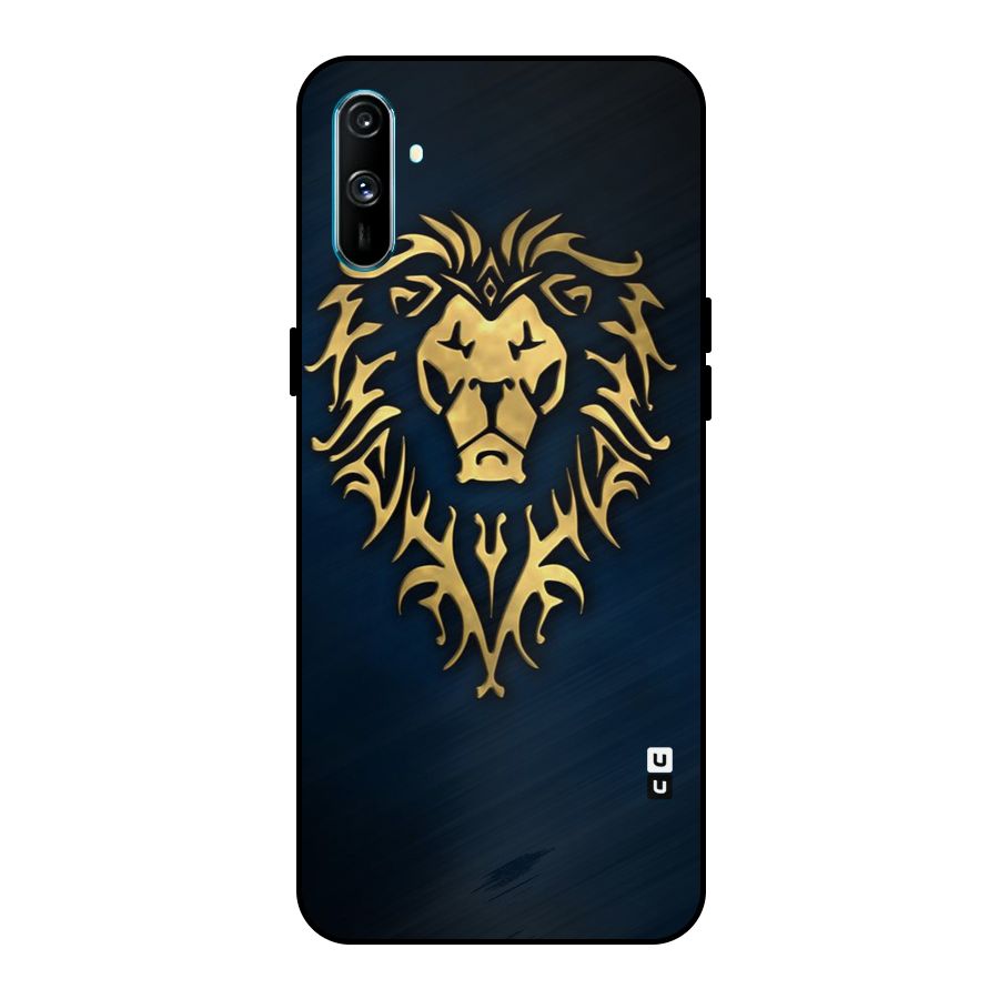 Beautiful Golden Lion Design Metal Back Case for Realme C3