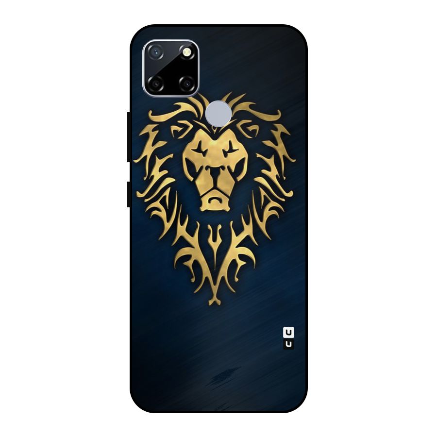 Beautiful Golden Lion Design Metal Back Case for Realme Narzo 30A