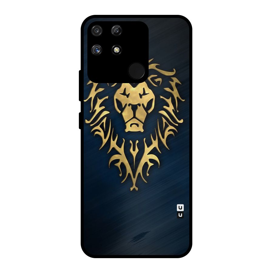 Beautiful Golden Lion Design Metal Back Case for Realme Narzo 50A