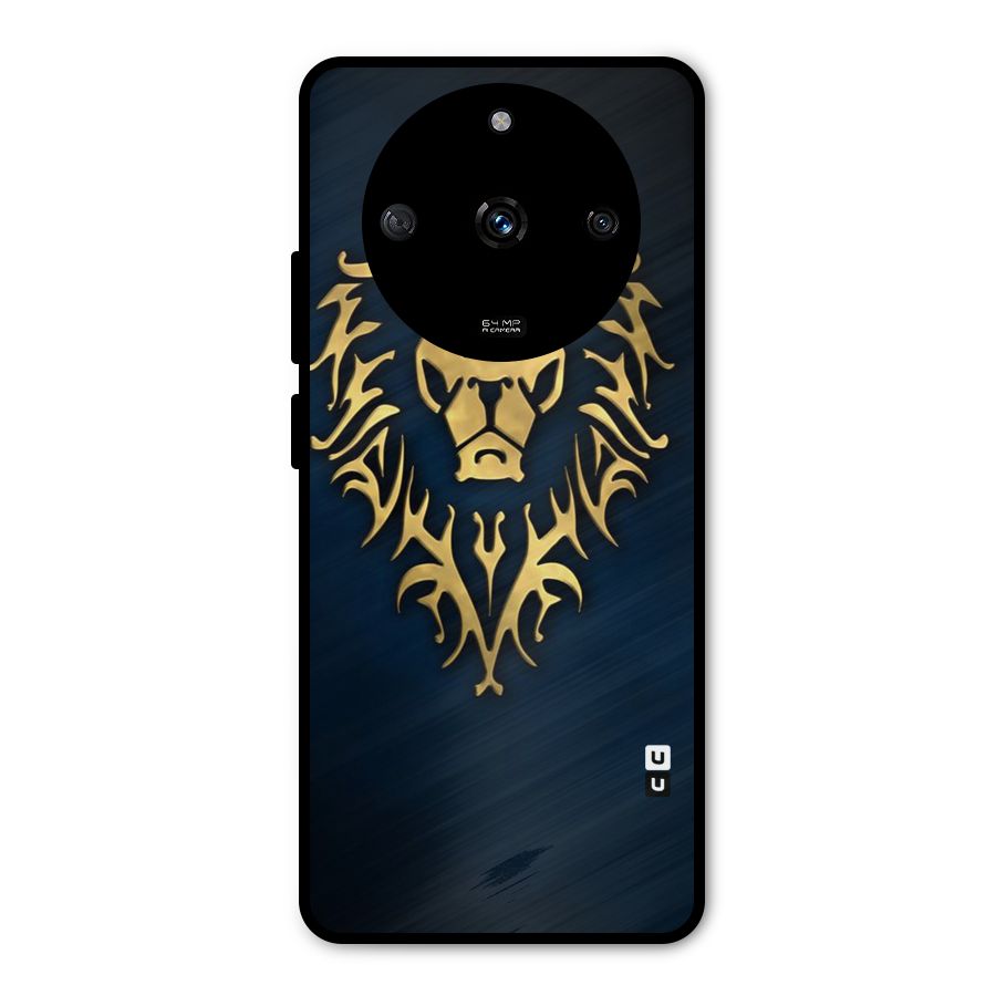 Beautiful Golden Lion Design Metal Back Case for Realme Narzo 60 5G