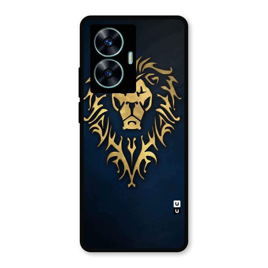 Beautiful Golden Lion Design Metal Back Case for Realme Narzo N55