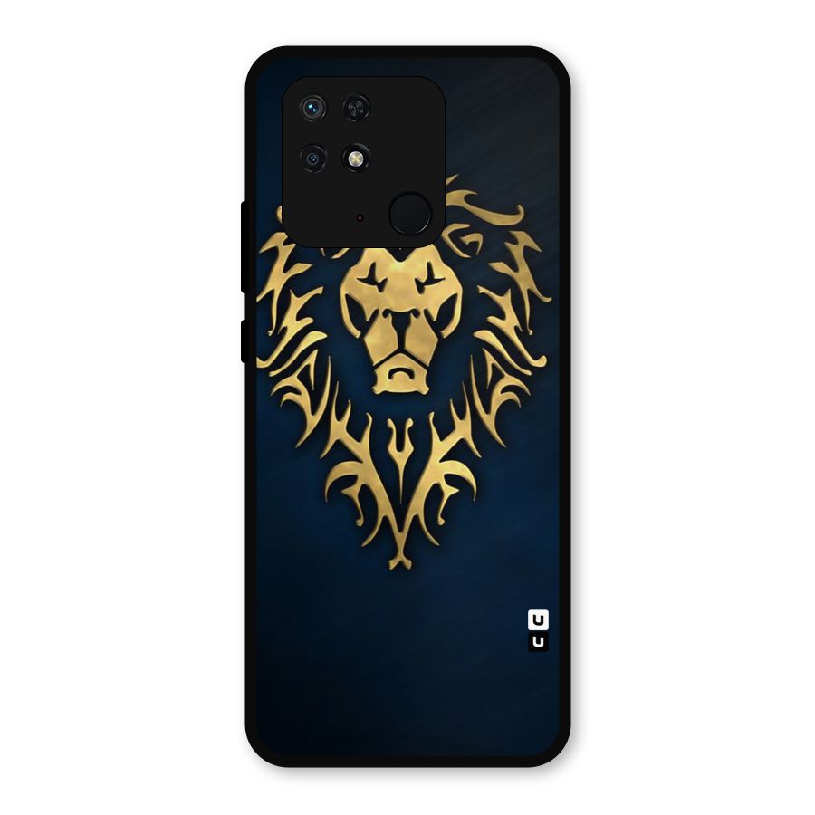 Beautiful Golden Lion Design Metal Back Case for Redmi 10