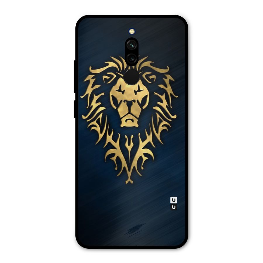 Beautiful Golden Lion Design Metal Back Case for Redmi 8
