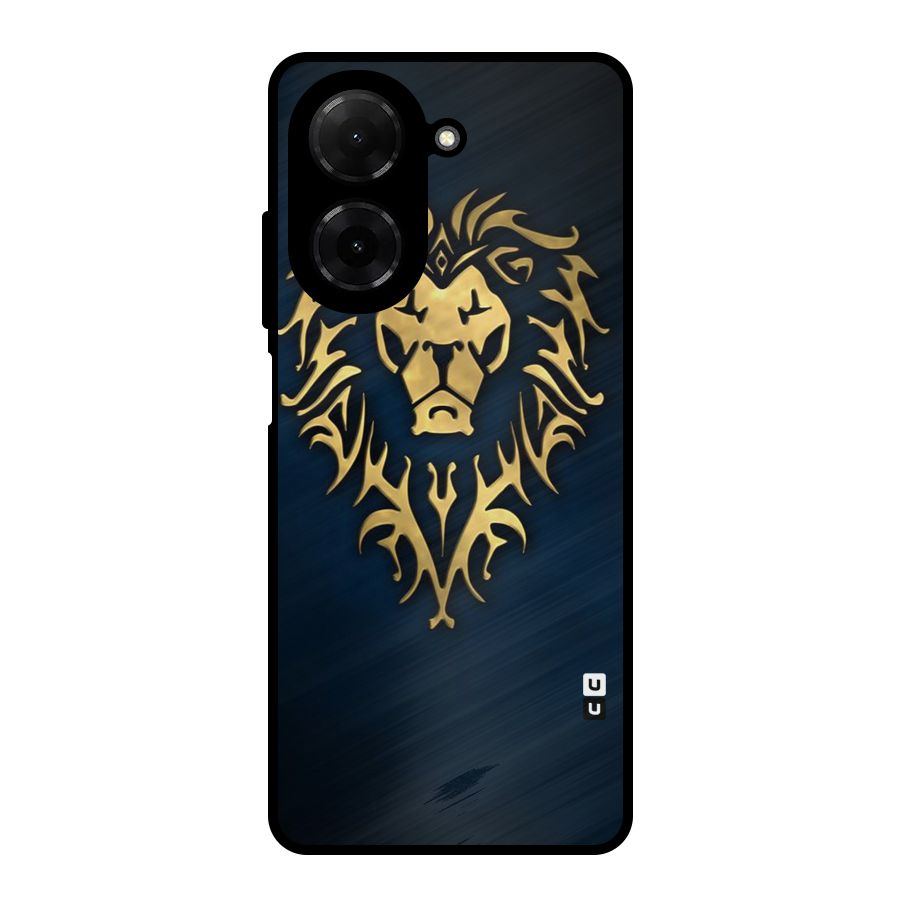 Beautiful Golden Lion Design Metal Back Case for Redmi A5 4G