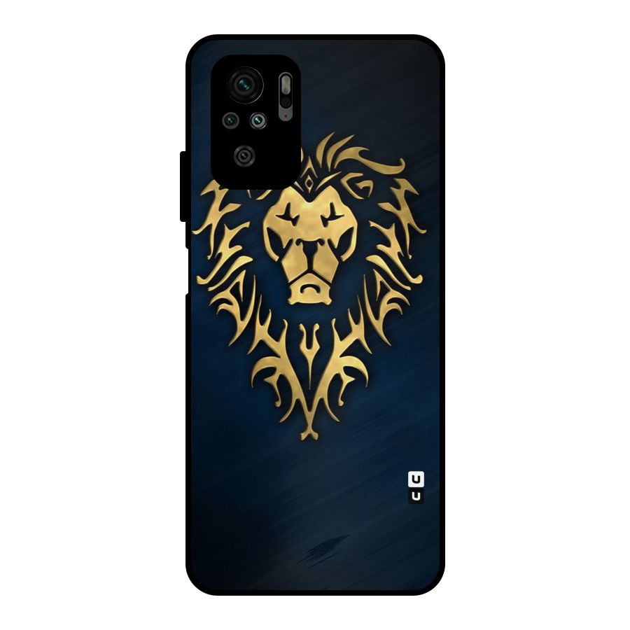 Beautiful Golden Lion Design Metal Back Case for Redmi Note 10S