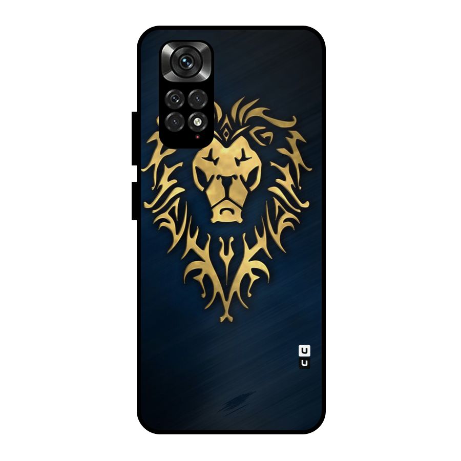 Beautiful Golden Lion Design Metal Back Case for Redmi Note 11 Pro Plus 5G