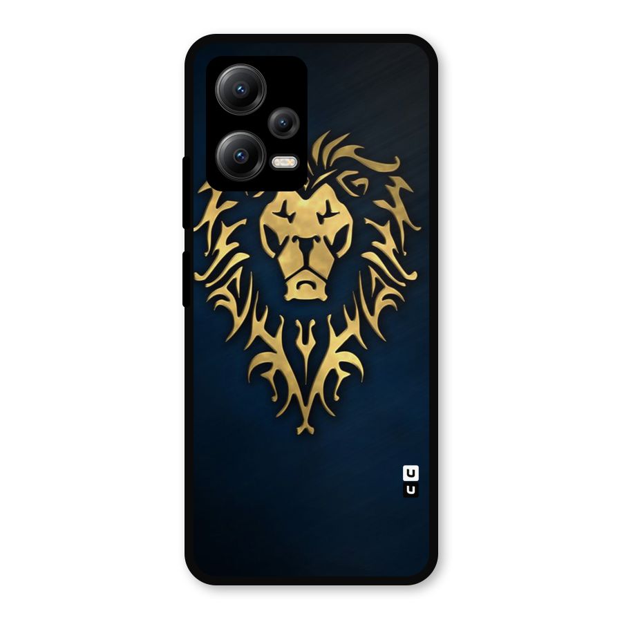 Beautiful Golden Lion Design Metal Back Case for Redmi Note 12 5G