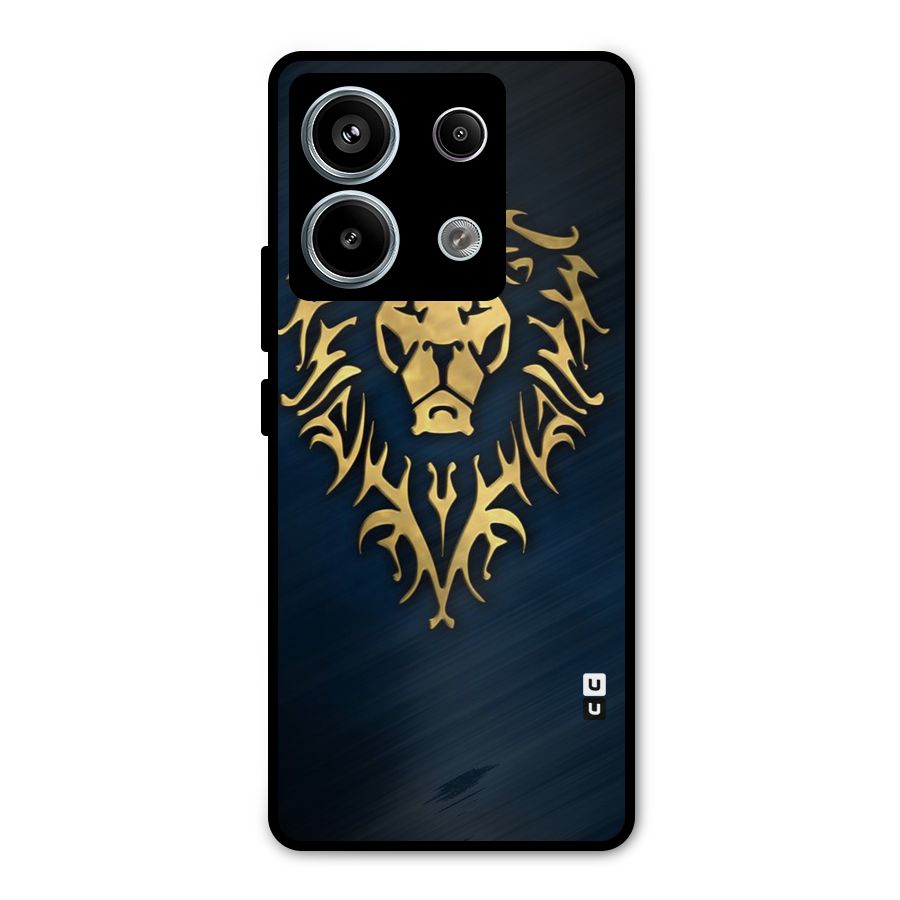 Beautiful Golden Lion Design Metal Back Case for Redmi Note 13 Pro 5G
