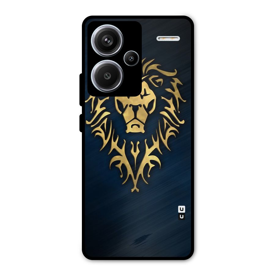 Beautiful Golden Lion Design Metal Back Case for Redmi Note 13 Pro Plus