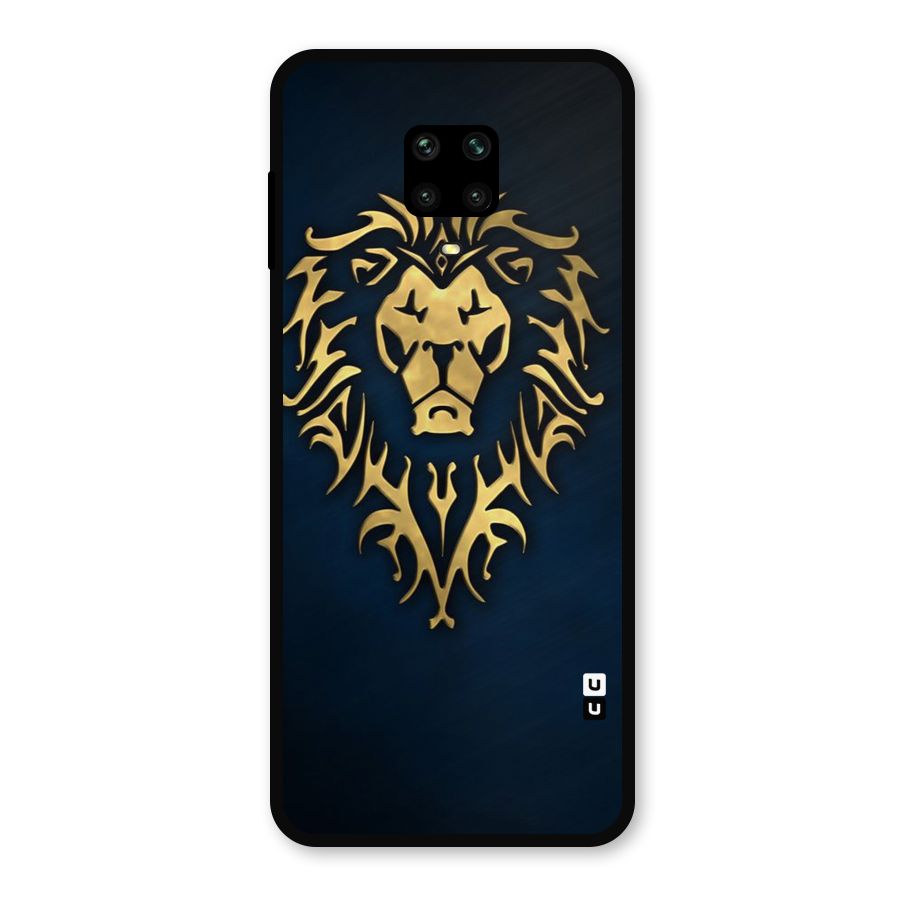 Beautiful Golden Lion Design Metal Back Case for Redmi Note 9 Pro Max