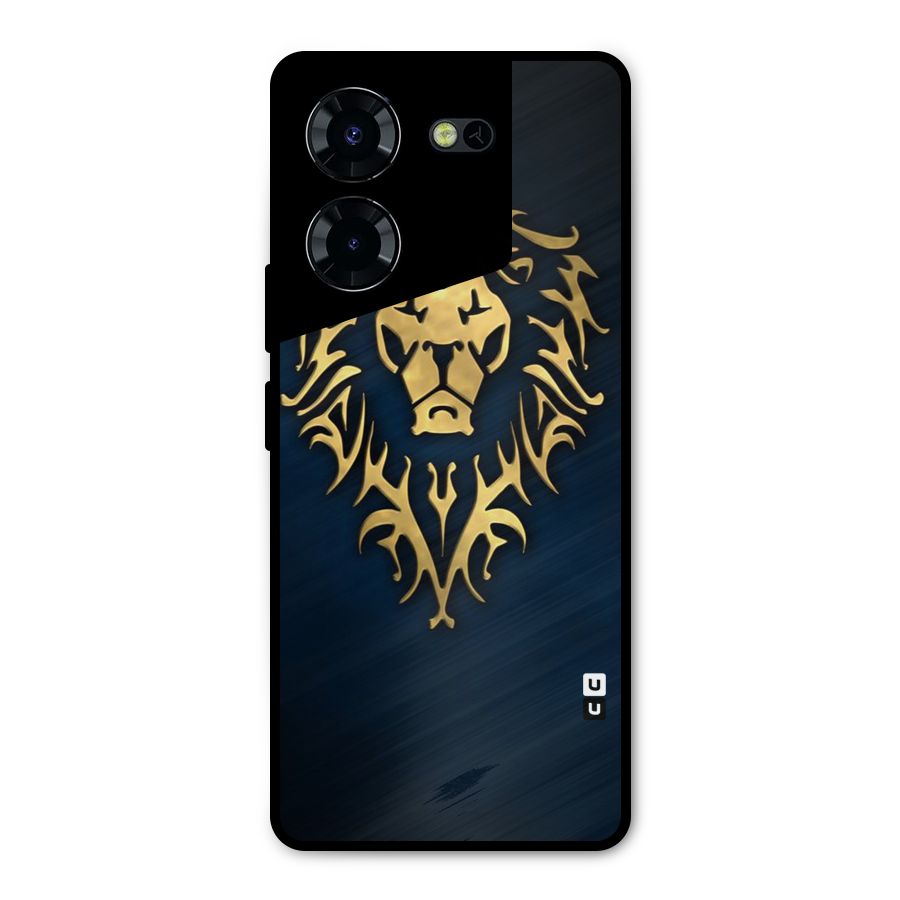 Beautiful Golden Lion Design Metal Back Case for Tecno Pova 5 Pro 5G