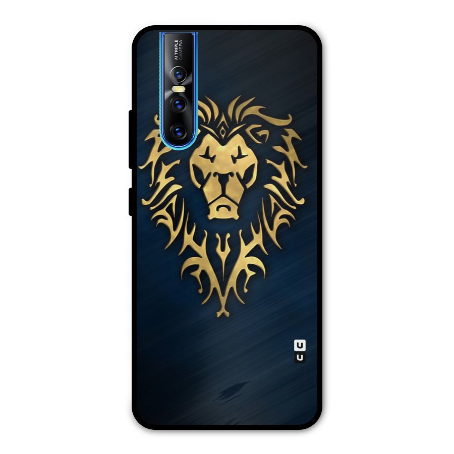 Beautiful Golden Lion Design Metal Back Case for Vivo V15 Pro
