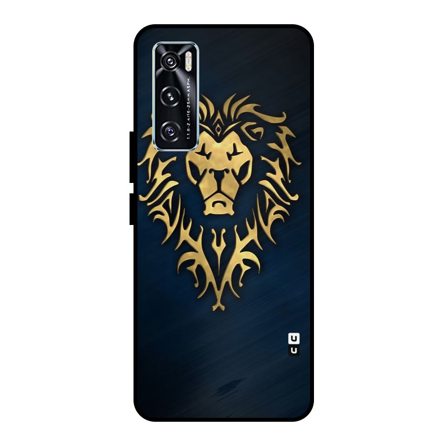 Beautiful Golden Lion Design Metal Back Case for Vivo V20 SE