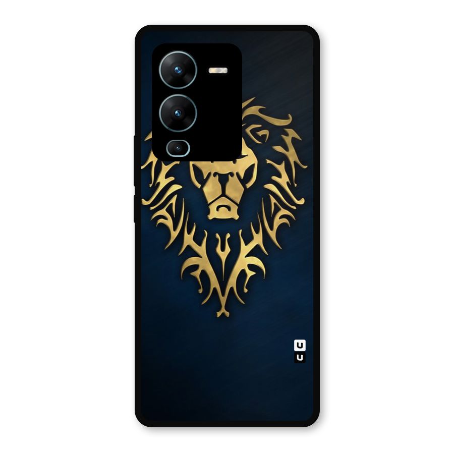 Beautiful Golden Lion Design Metal Back Case for Vivo V25 Pro