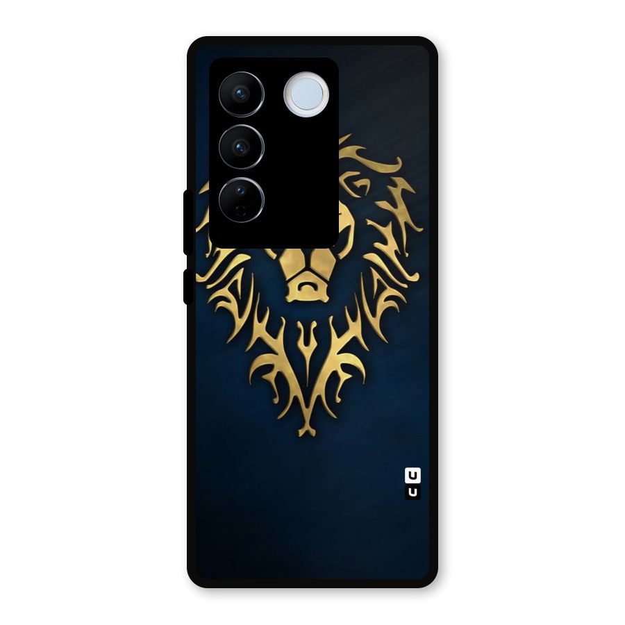 Beautiful Golden Lion Design Metal Back Case for Vivo V27 Pro