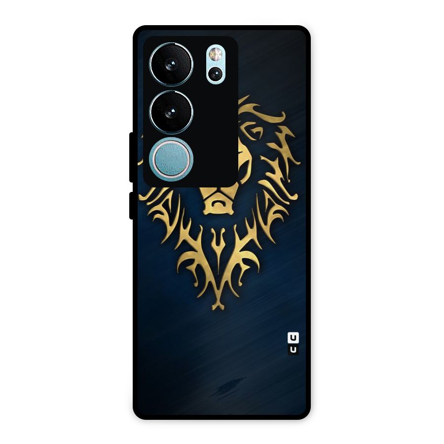 Beautiful Golden Lion Design Metal Back Case for Vivo V29 Pro