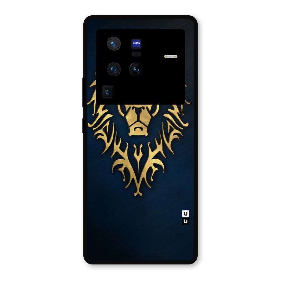 Beautiful Golden Lion Design Metal Back Case for Vivo X80 Pro
