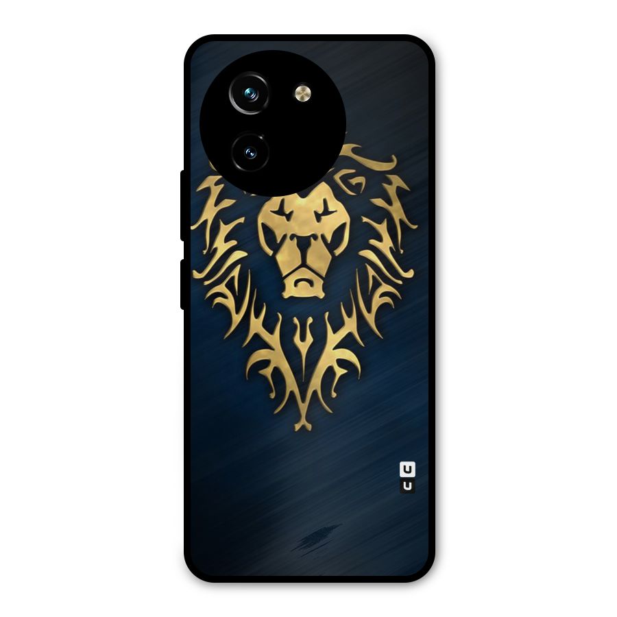 Beautiful Golden Lion Design Metal Back Case for Vivo Y200i