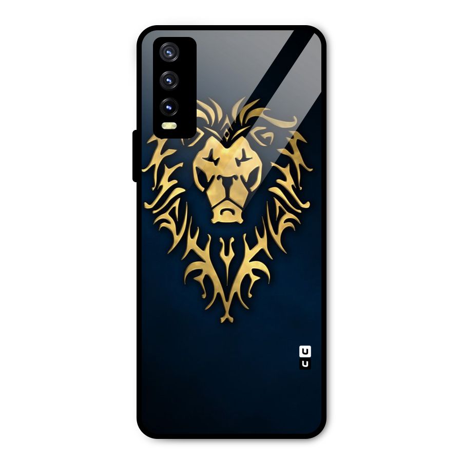 Beautiful Golden Lion Design Metal Back Case for Vivo Y20 2021