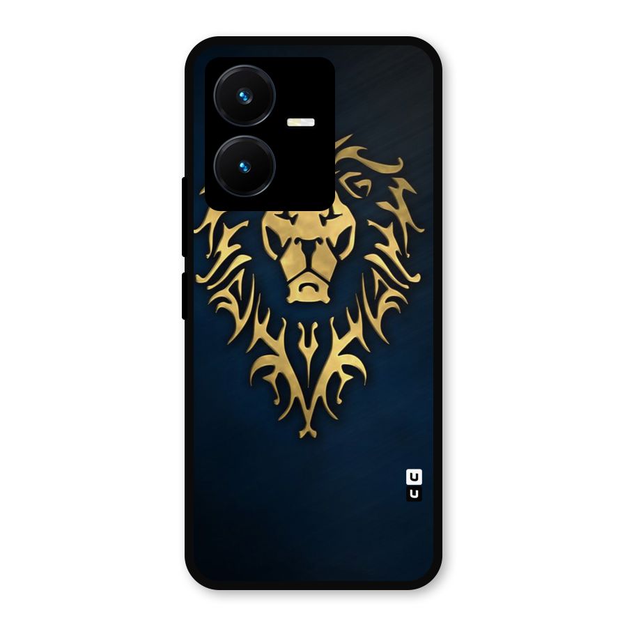 Beautiful Golden Lion Design Metal Back Case for Vivo Y22