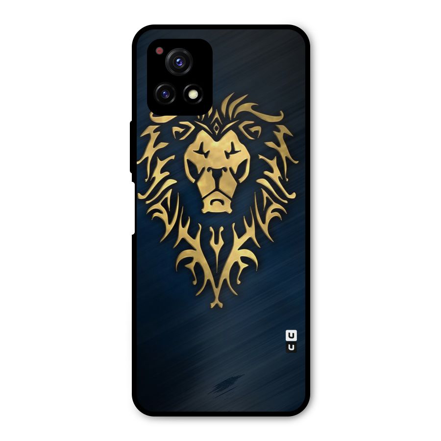 Beautiful Golden Lion Design Metal Back Case for Vivo Y72 5G