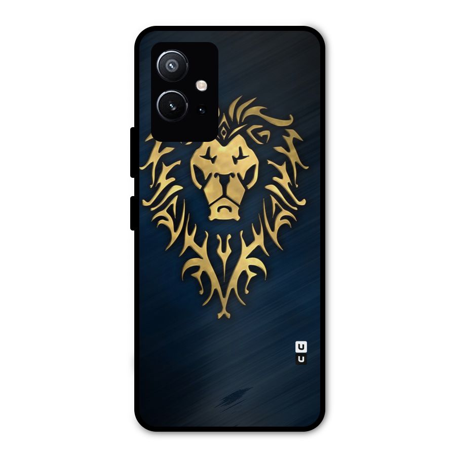 Beautiful Golden Lion Design Metal Back Case for Vivo Y75 5G