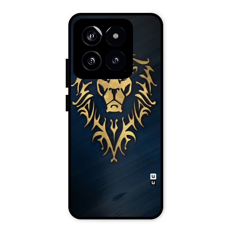 Beautiful Golden Lion Design Metal Back Case for Xiaomi 14