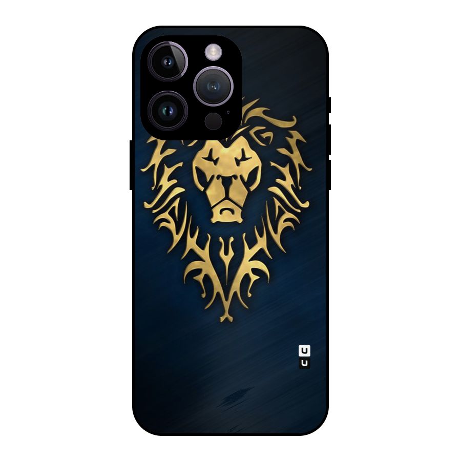 Beautiful Golden Lion Design Metal Back Case for iPhone 14 Pro Max