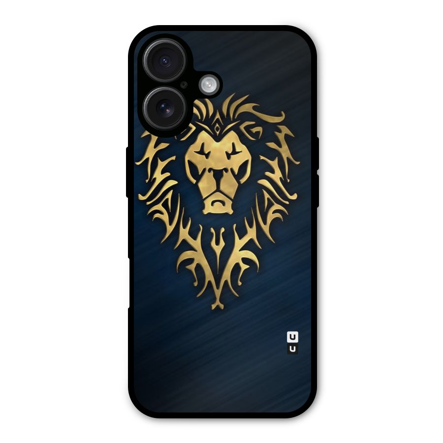 Beautiful Golden Lion Design Metal Back Case for iPhone 16