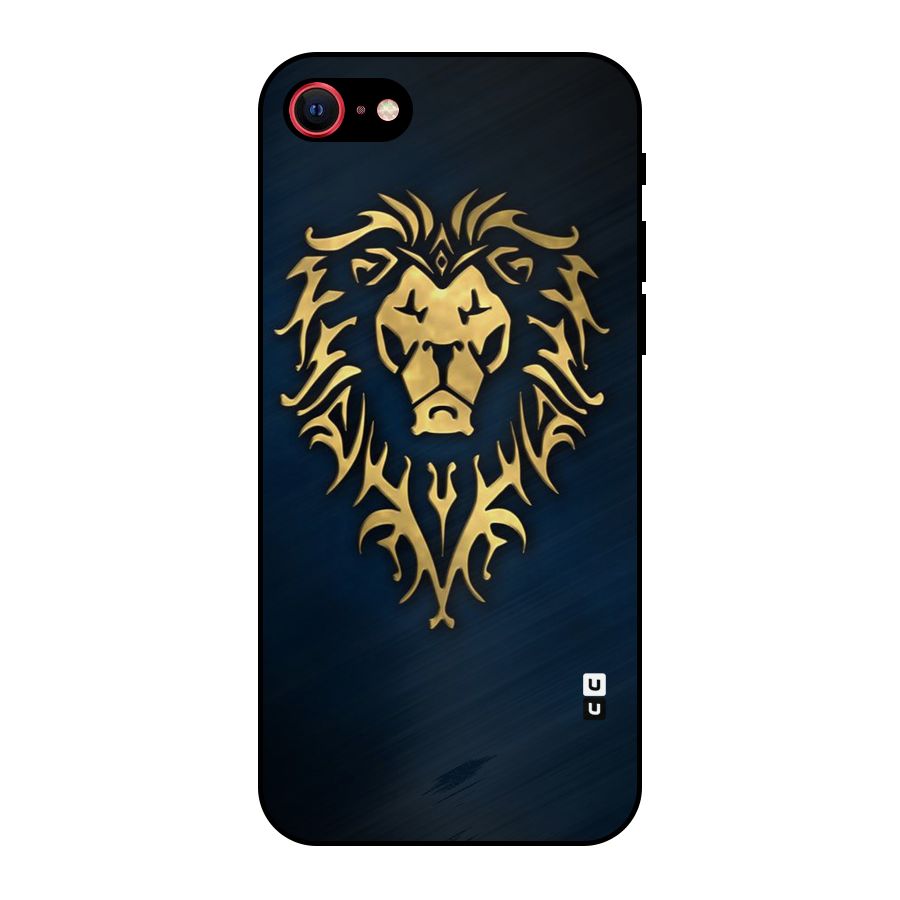 Beautiful Golden Lion Design Metal Back Case for iPhone 8