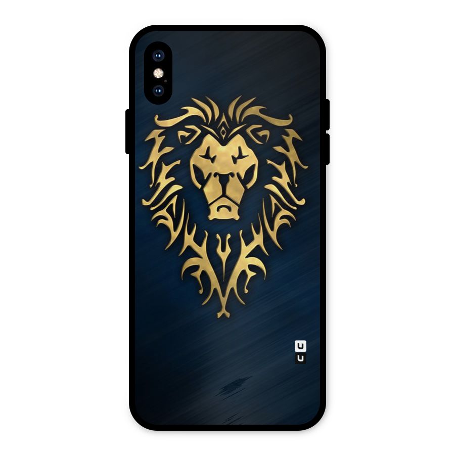 Beautiful Golden Lion Design Metal Back Case for iPhone XS Max