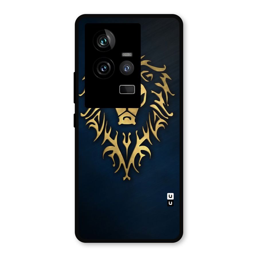 Beautiful Golden Lion Design Metal Back Case for iQOO 11 5G