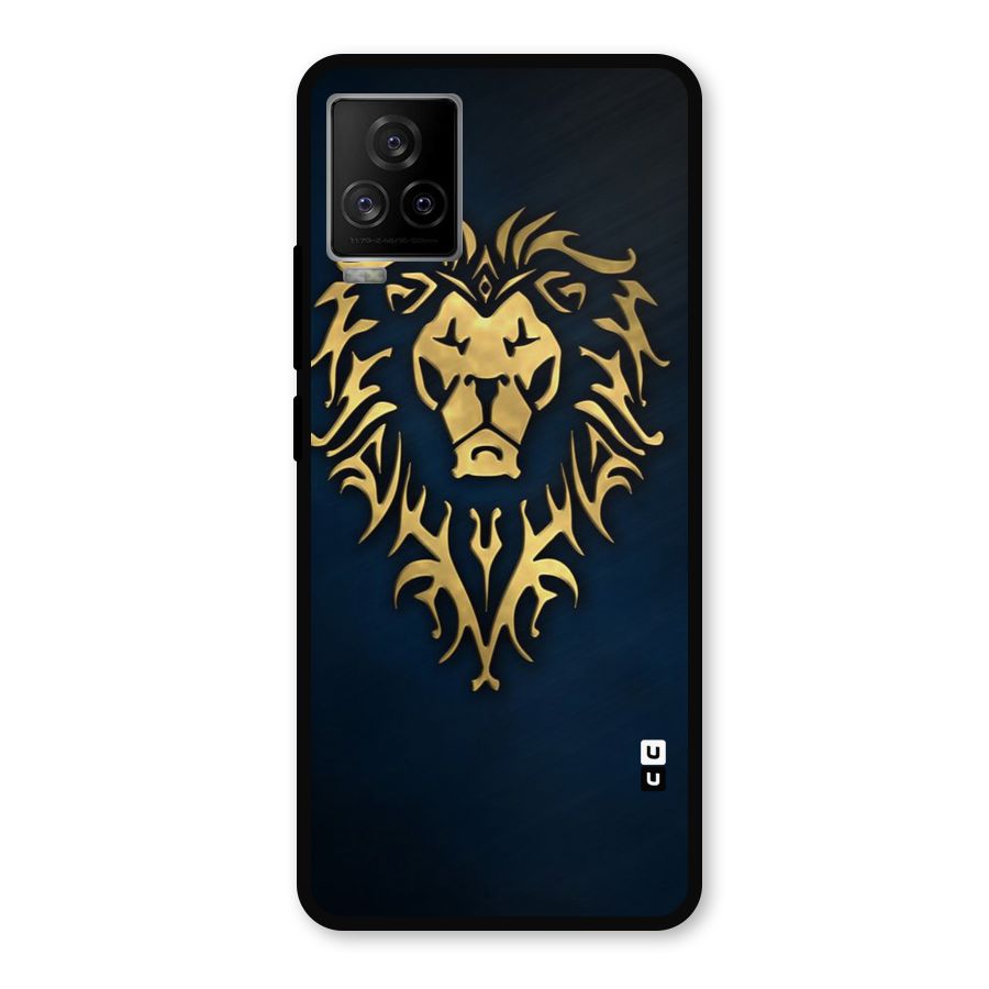 Beautiful Golden Lion Design Metal Back Case for iQOO 7 Legend 5G