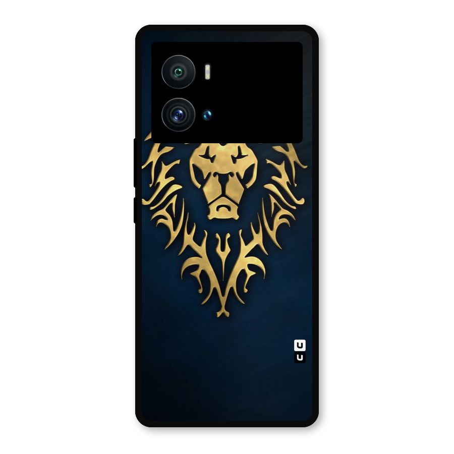 Beautiful Golden Lion Design Metal Back Case for iQOO 9 Pro