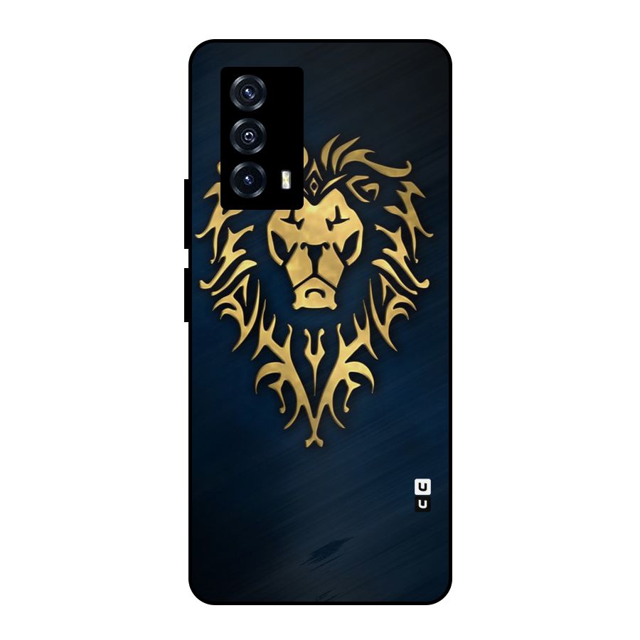 Beautiful Golden Lion Design Metal Back Case for iQOO Z5