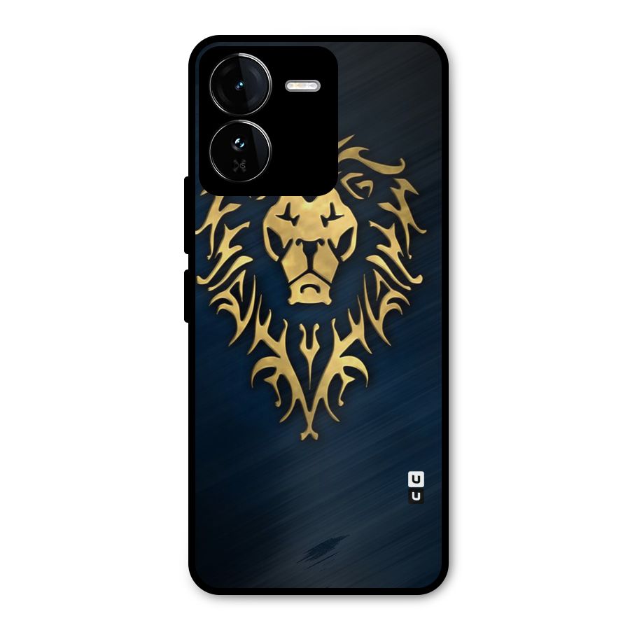 Beautiful Golden Lion Design Metal Back Case for iQOO Z9