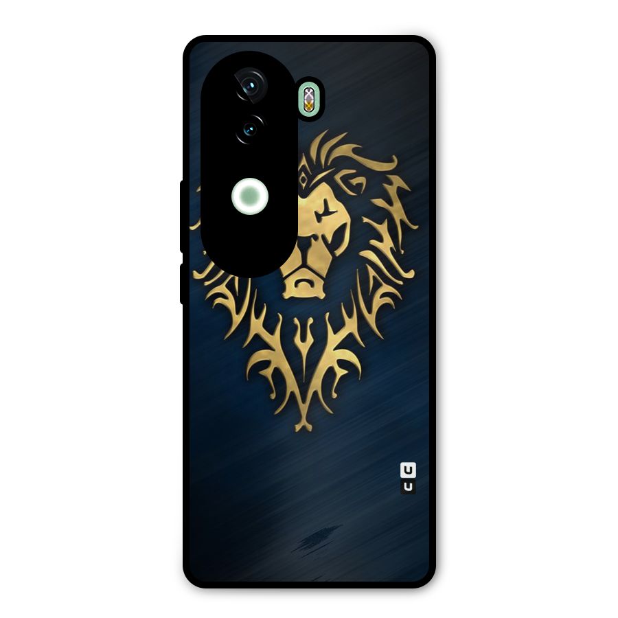 Beautiful Golden Lion Design Metal Back Case for iQOO Z9s