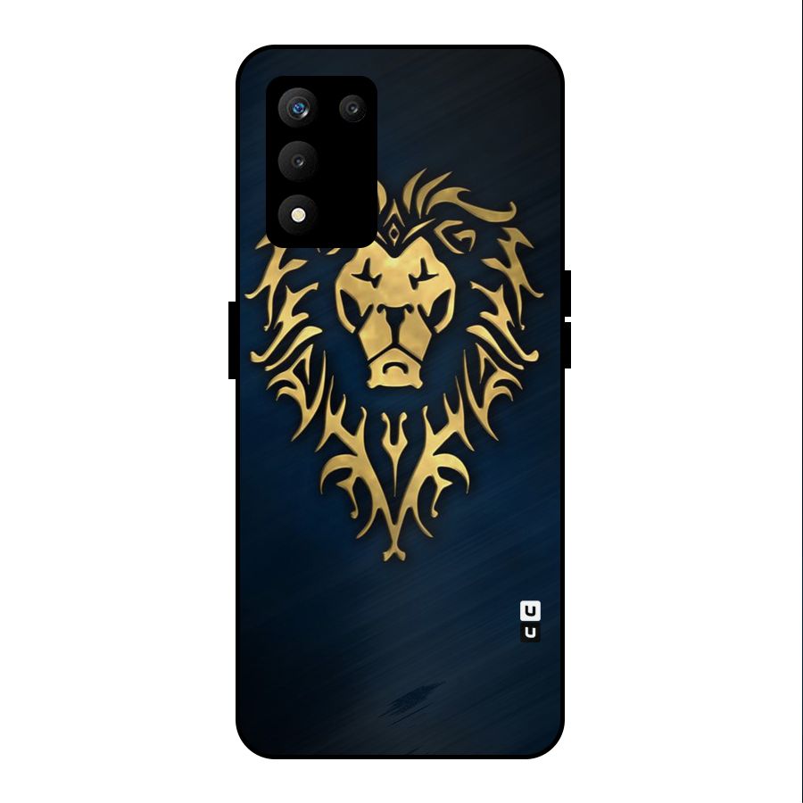 Beautiful Golden Lion Design Metal Back Case for realme 9 5G SE