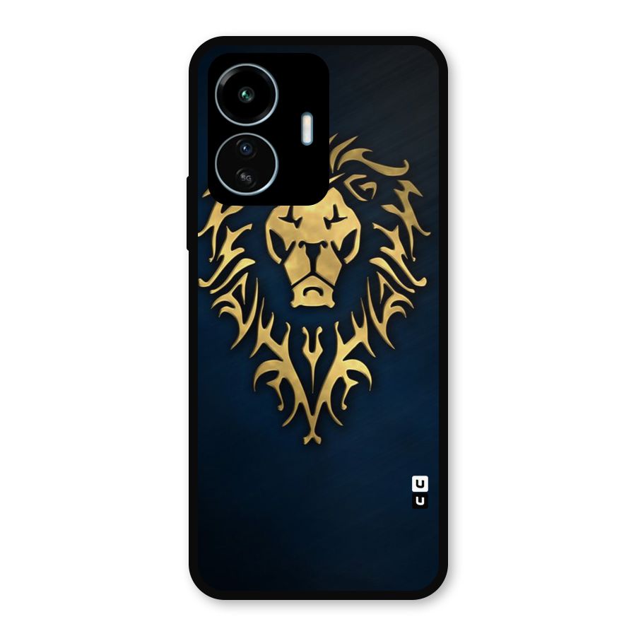 Beautiful Golden Lion Design Metal Back Case for vivo iQOO Z6 Lite 5G